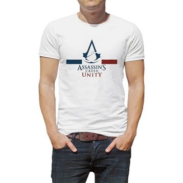 Qivi Assasin Creed Unity Baskılı Beyaz Erkek Örme Tshirt