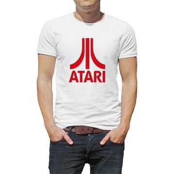 Qivi Atari Logo Baskılı Beyaz Erkek Örme T-shirt