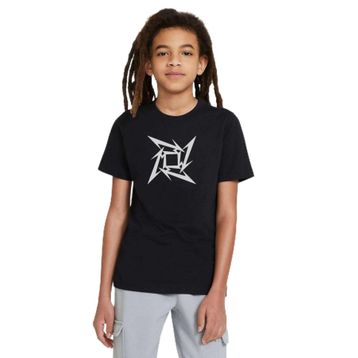 Qivi Basketbol Baskılı Unisex Çocuk Siyah T-shirt