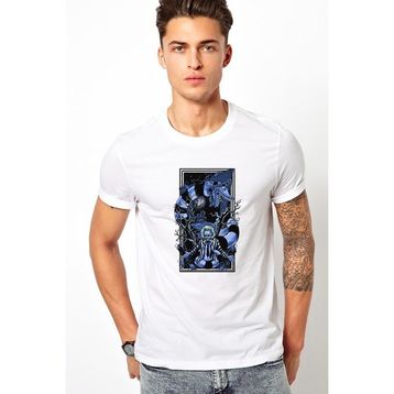 Qivi Baskılı Beyaz Erkek Örme T-shirt
