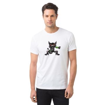 Qivi Baskılı Beyaz Erkek Örme T-shirt