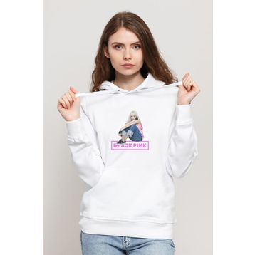 Qivi Blackpink Baskılı Beyaz Kadın Uzun Kol Örme Sweatshirt