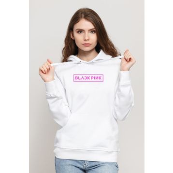 Qivi Blackpink Baskılı Beyaz Kadın Uzun Kol Örme Sweatshirt