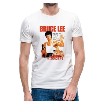 Qivi Bruce Lee2 Baskılı Beyaz Erkek Örme T-shirt