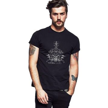 Qivi Burn The World Elin Bell Baskılı Siyah Erkek Örme T-shirt