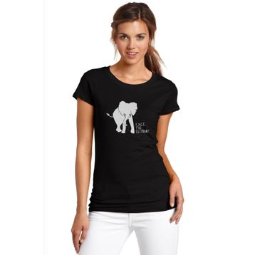 Qivi Cage The Elephant Baskılı Siyah Kadın Örme T-shirt