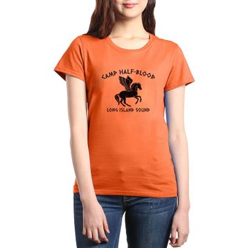 Qivi Camp Half Blood Long Island Sound Baskılı Beyaz Kadın Örme T-shirt