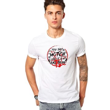 Qivi Chilling Adventures of Sabrina You Say Witch Baskılı Beyaz Erkek T-shirt