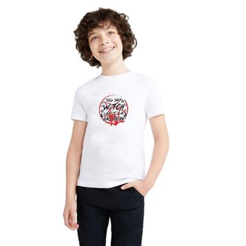 Qivi Chilling Adventures Of Sabrina You Say Witch Baskılı Unisex Çocuk Beyaz T-shirt