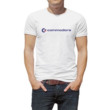 Qivi Commodore Logo 2 Baskılı Beyaz Erkek T-shirt