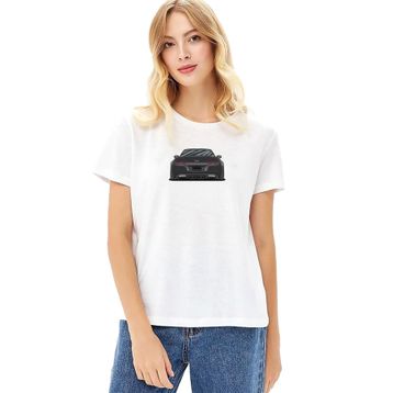 Qivi Corvette C6 ZR6X Baskılı Örme Beyaz Kadın T-shirt