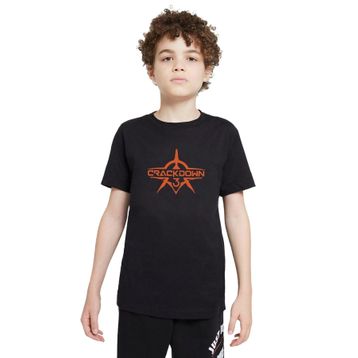 Qivi Crackdown Logo Baskılı Unisex Çocuk Siyah T-shirt