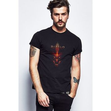 Qivi Diablo Baskılı Siyah Erkek Örme T-shirt