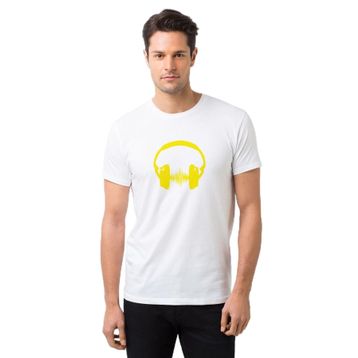 Qivi Dj Headphone Baskılı Siyah Erkek Örme T-shirt
