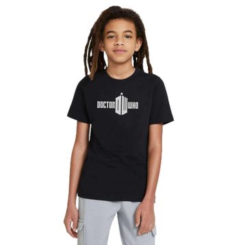 Qivi Doctor Who Logo Baskılı Unisex Çocuk Siyah T-shirt