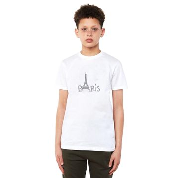 Qivi Eiffel Tower Silhouet Baskılı Beyaz Unisex Çocuk T-shirt