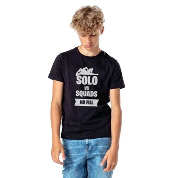 Qivi Fortnıte Solo Vs Squads No Fill Siyah Baskılı Unisex Çocuk T-shirt