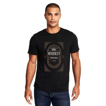 Qivi Gambling Money Whiskey Baskılı Siyah Erkek Örme T-shirt