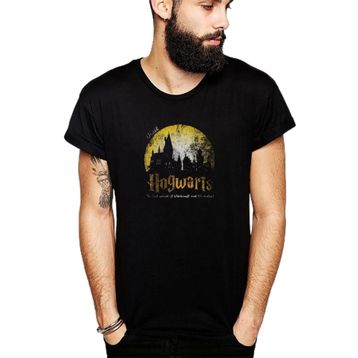 Qivi H P Hogwarts Apparel Books Visit Baskılı Siyah Erkek Örme T-shirt