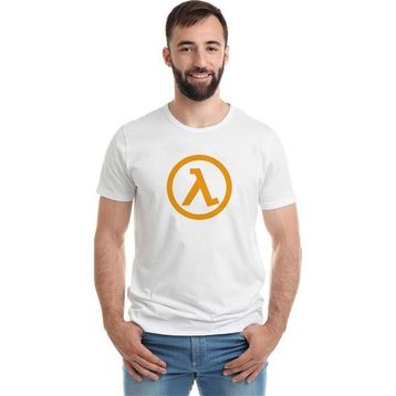 Qivi Half Life Logo Baskılı Beyaz Erkek T-shirt