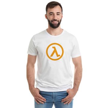 Qivi Half Life Logo Baskılı Beyaz Erkek T-shirt