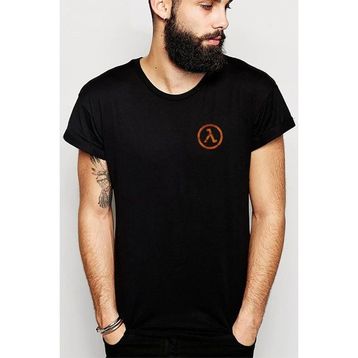 Qivi Half Life Logo Baskılı Siyah Erkek Örme T-shirt