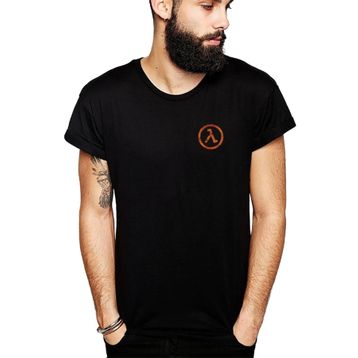 Qivi Half Life Logo Baskılı Siyah Erkek Örme T-shirt