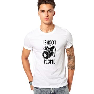 Qivi I Shoot People Fotoğraf Makinesi Baskılı Beyaz Erkek T-shirt