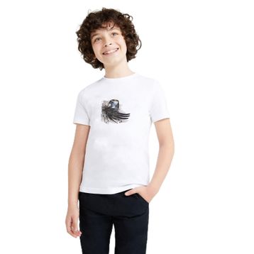 Qivi İllüstrasyon Baskılı Beyaz Unisex Çocuk T-shirt
