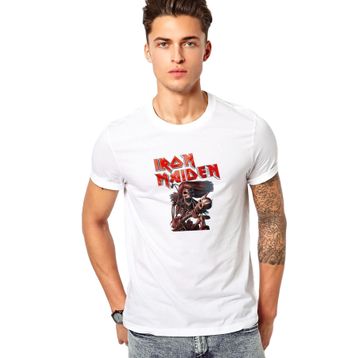 Qivi Iron Maiden Ed Force One Canavar Yolda Baskılı Beyaz Erkek T-shirt