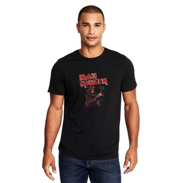 Qivi Iron Maiden Ed Force One Canavar Yolda Baskılı Siyah Erkek Örme T-shirt