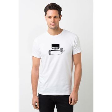 Qivi Jeep Baskılı Beyaz Erkek T-shirt