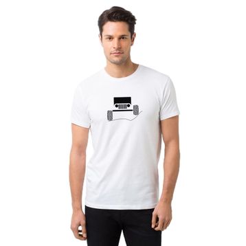 Qivi Jeep Baskılı Beyaz Erkek T-shirt