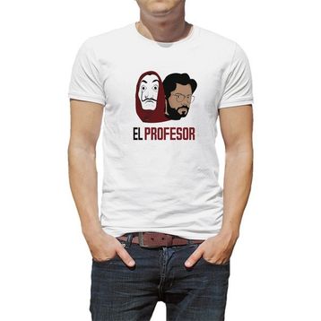 Qivi La Case De Papel El Profesor Baskılı Beyaz Erkek T-shirt