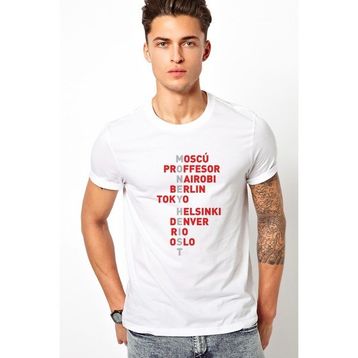 Qivi La Case De Papel Money Heist Baskılı Beyaz Erkek T-shirt