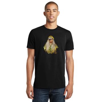 Qivi Lady Gaga Yellow Baskılı Siyah Erkek Örme T-shirt