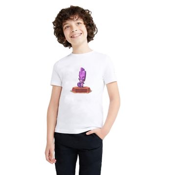 Qivi Larry Zooba Battle Baskılı Beyaz Unisex Çocuk T-shirt