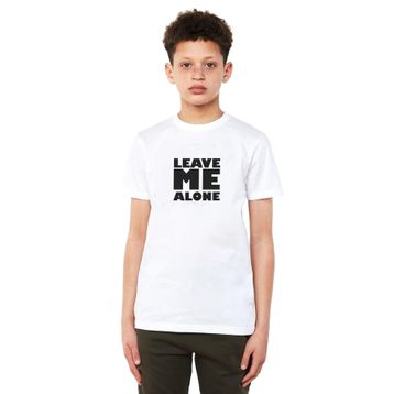 Qivi Leave Me Alone Baskılı Beyaz Unisex Çocuk T-shirt