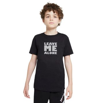 Qivi Leave Me Alone Baskılı Siyah Unisex Çocuk T-shirt