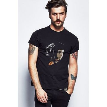 Qivi Leon Profesional Baskılı Siyah Erkek Örme T-shirt