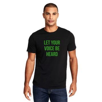 Qivi Let Your Voice Be Heard Baskılı Siyah Erkek Örme T-shirt