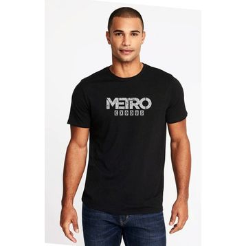 Qivi Metro Exodus Logo Baskılı Siyah Erkek Örme T-shirt