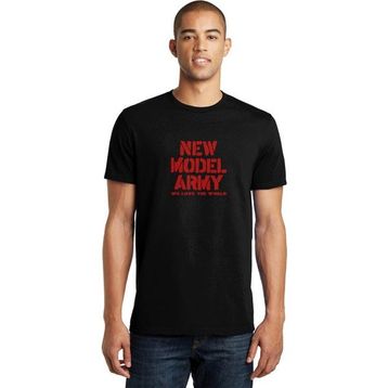 Qivi Model Army We Love The World Baskılı Siyah Erkek Örme T-shirt