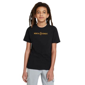 Qivi Mortal Kombat 11 Logo Baskılı Unisex Çocuk Siyah T-shirt