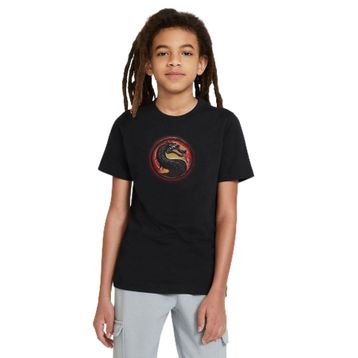 Qivi Mortal Kombat Logo Baskılı Siyah Unisex Çocuk T-shirt