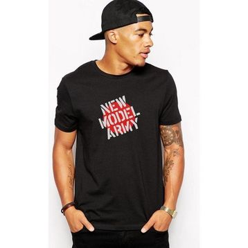 Qivi New Model Army Baskılı Siyah Erkek Örme T-shirt