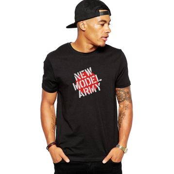 Qivi New Model Army Baskılı Siyah Erkek Örme T-shirt