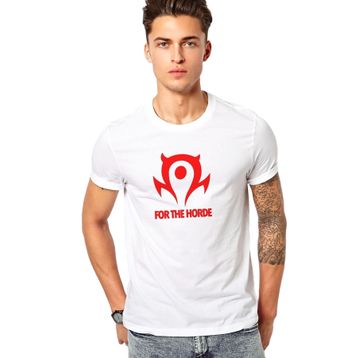 Qivi Of Warcraft For The Horde World Baskılı Beyaz Erkek Örme T-shirt