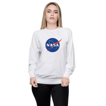 Qivi P11292S3070 Nasa Logo Simge Baskılı Örme Kadın Beyaz Sweatshirt