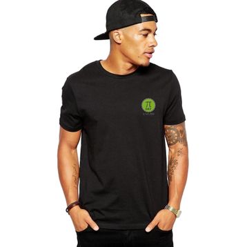 Qivi Pi Green Logo Baskılı Siyah Erkek Örme T-shirt